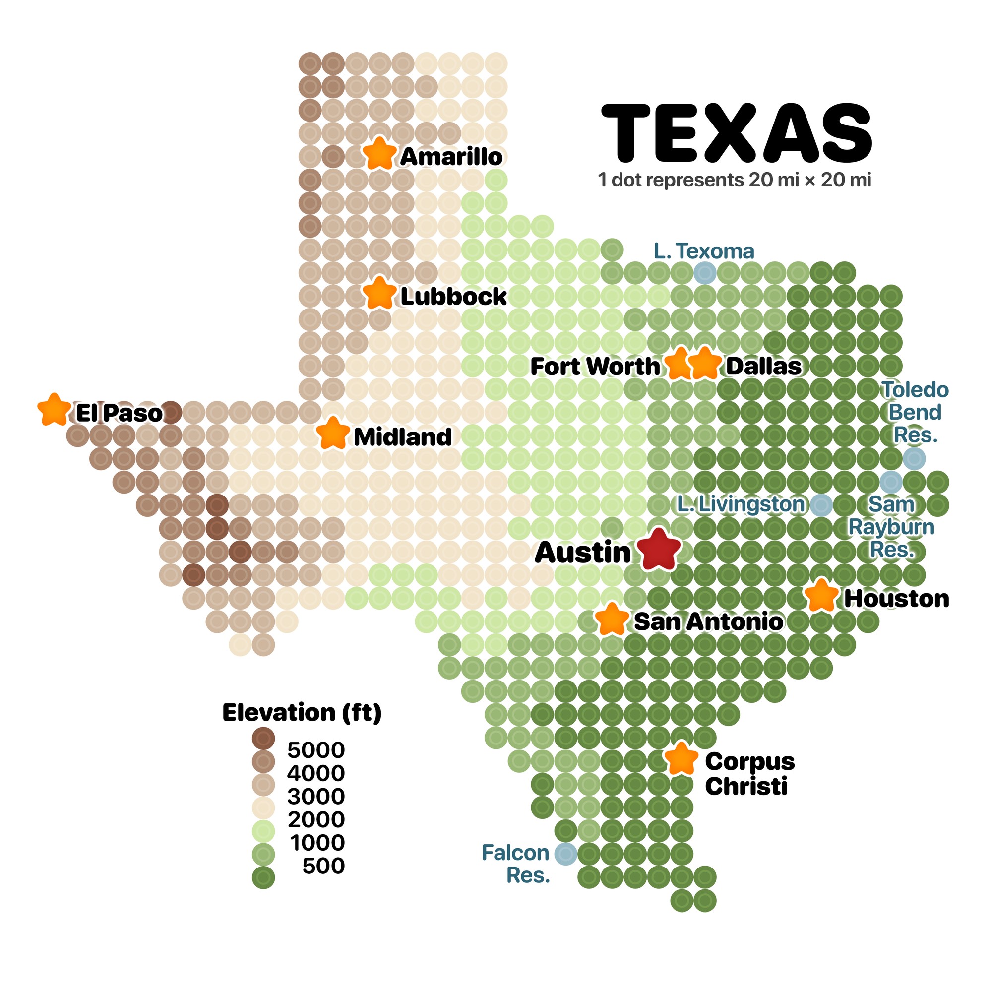 LEGO Topographic Map of Texas image