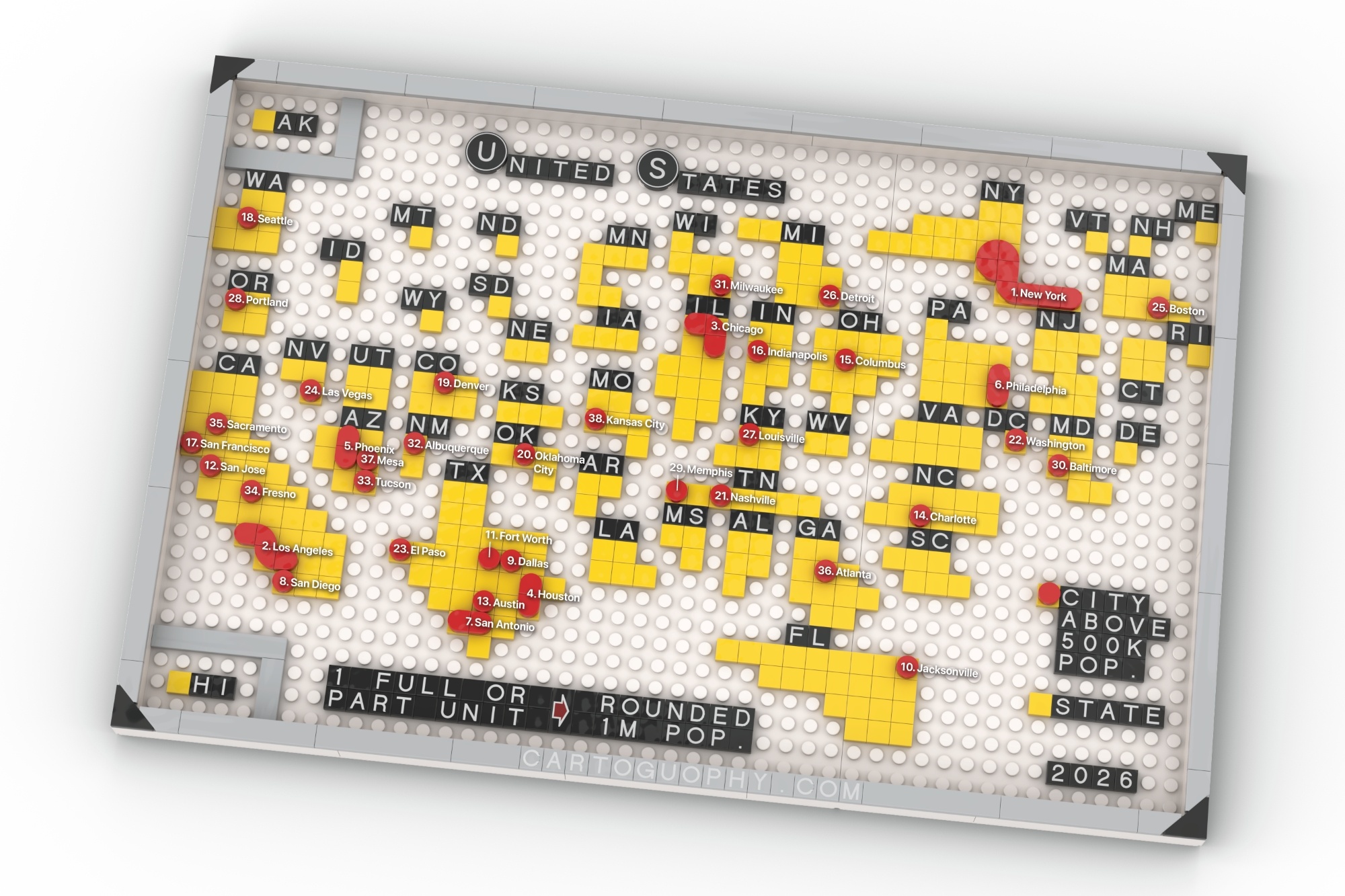 Gridded Cartogram of U.S Population (Square)