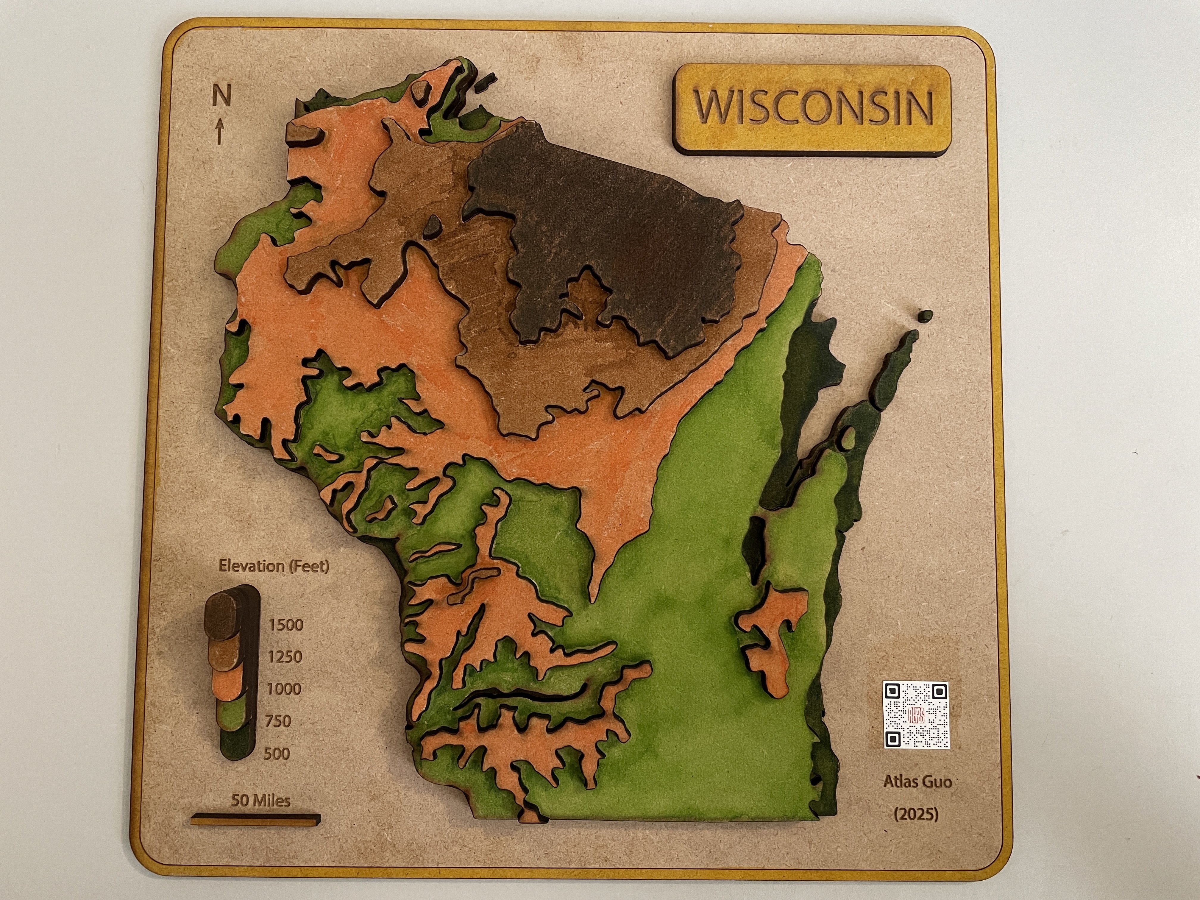 Laser CUT Wisconsin colored 2 image