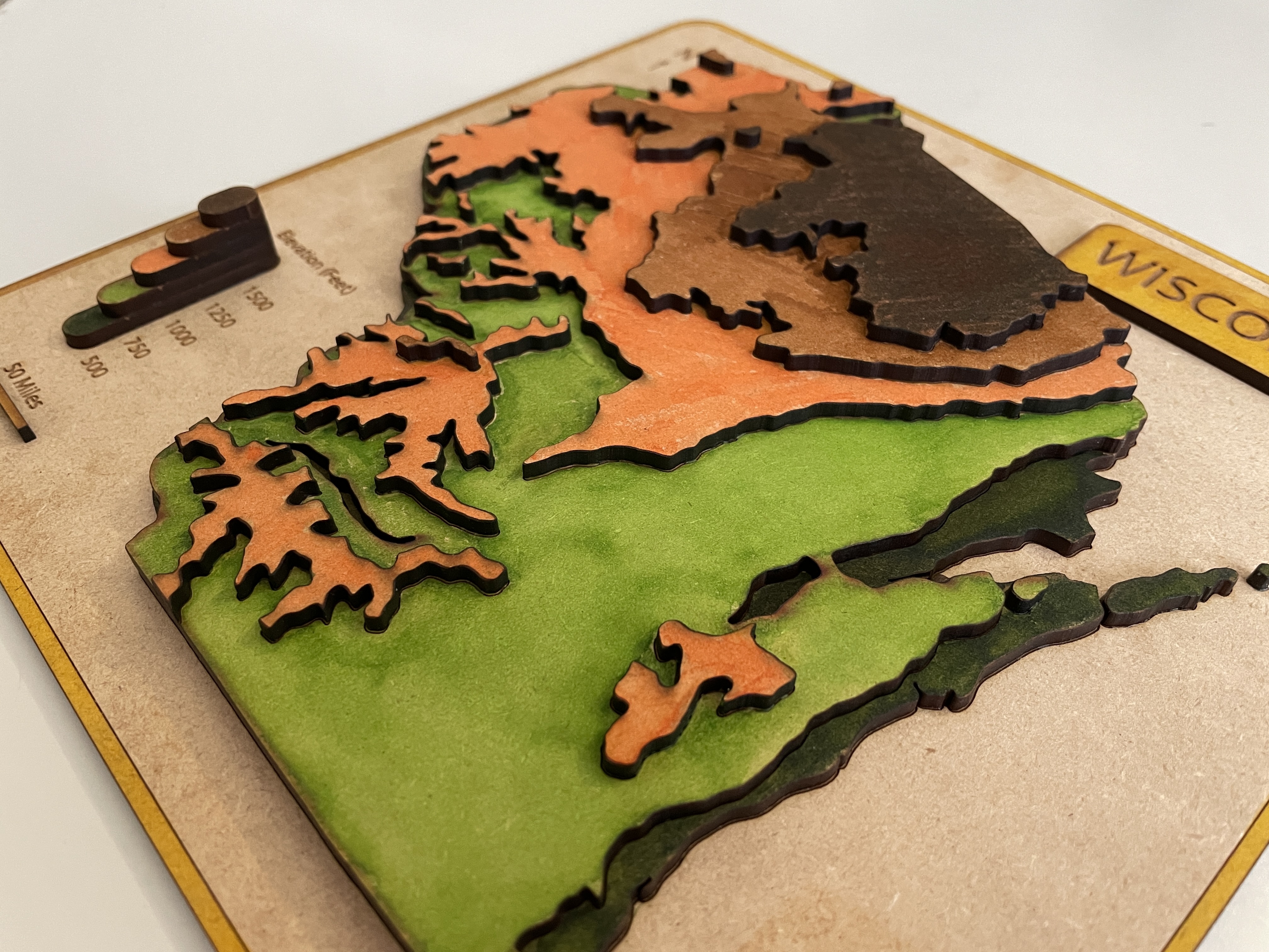 Laser CUT Wisconsin colored 3 image